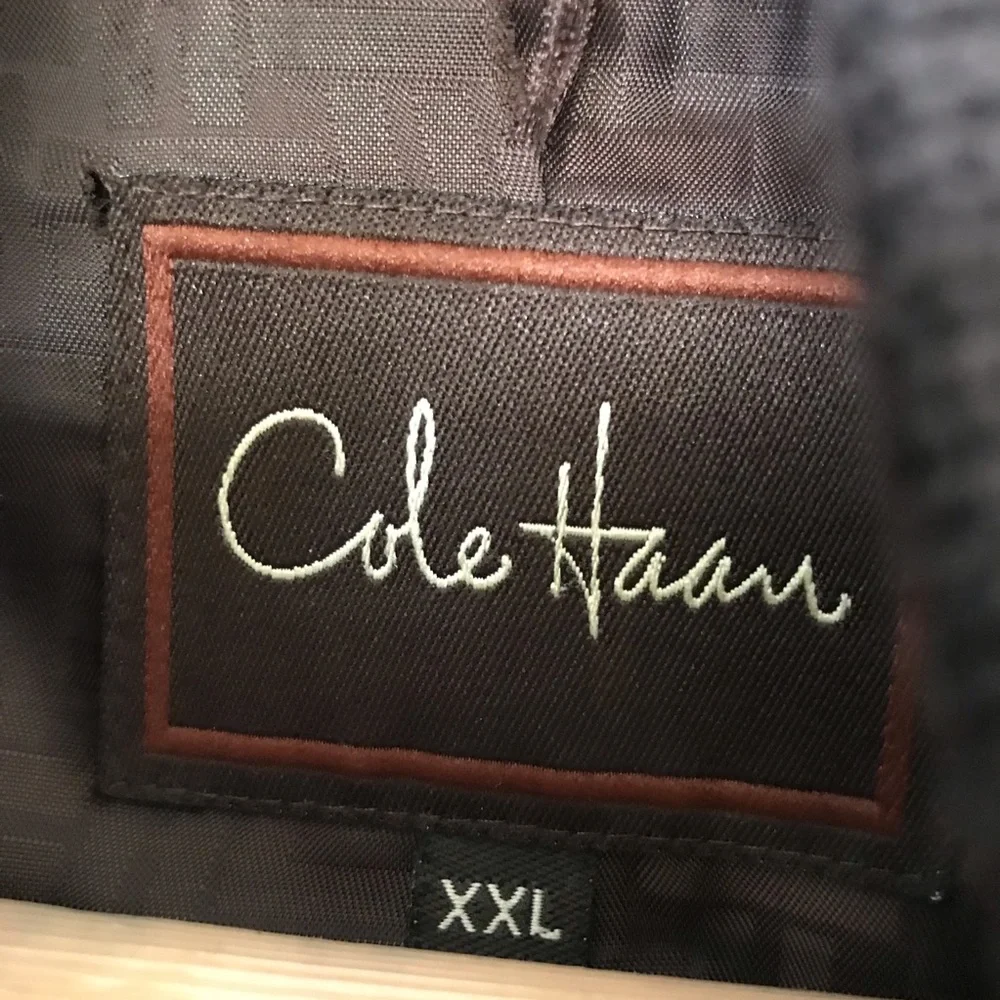 Cole Haan Wool blend Brown Double Closure Zip & Button Peacoat Sz XXL